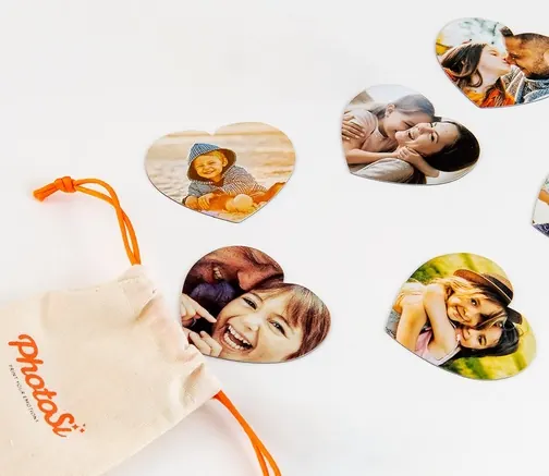 Heart-shaped photo magnets — set of 6