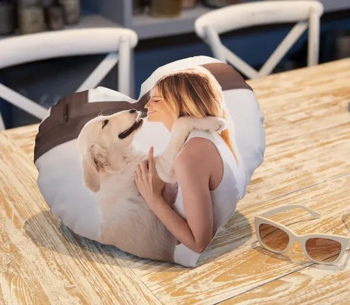 Heart canvas cushion with photo