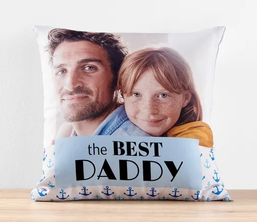 Square satin cushion with photo